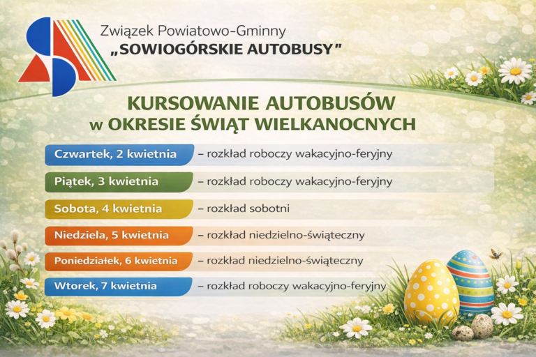 kursowanie autobusów w okresie świąt wielkanocnych