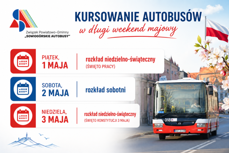 kursowanie autobusów – długi weekend majowy