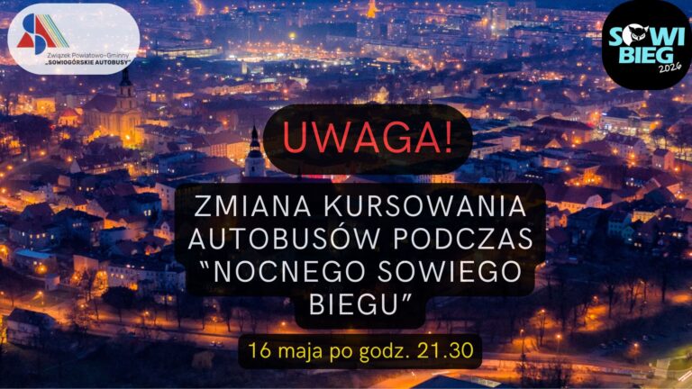 zmiana kursowania autobusów podczas “sowiego biegu” w dzierżoniowie