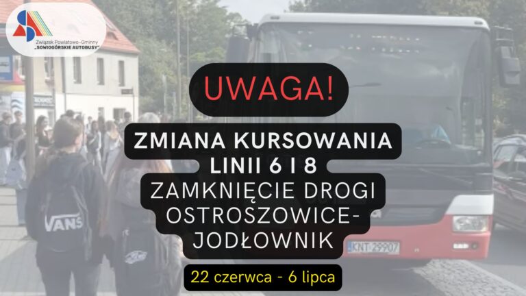 ZMIANA KURSOWANIA LINII 6 I 8