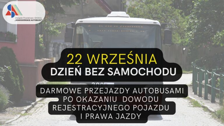 22 WRZEŚNIA DZIEŃ BEZ SAMOCHODU – DARMOWE PRZEJAZDY NASZYMI AUTOBUSAMI